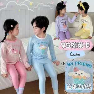 Bộ Đồ Ngủ Trẻ Em 95 Cotton Lycra Thu Đông Quần Dài Tay Kích Thước 100-140​ AUT6
