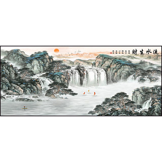 2026 Mới Phong Cách Trung Hoa Chảy Nước Mang Lại Sự Giàu Có Phong Thủy Tranh Canvas Phong Cảnh Nghệ Thuật Treo Tường Cho Văn Phòng Phòng Phòng Khách Với Trang Trí Dòng Thạch Cao Mạ Vàng