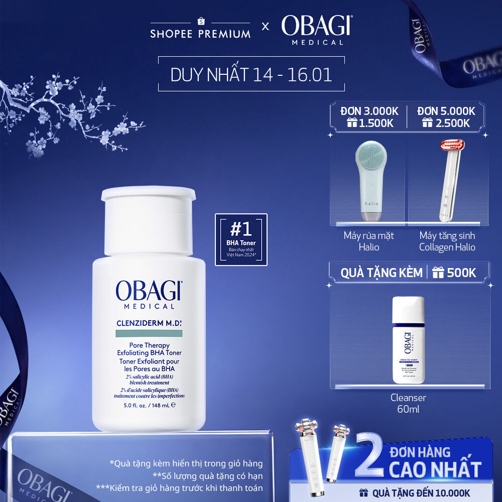 [Voucher SVIP 18%] Toner tẩy tế bào chết, làm sạch mụn BHA Obagi Clenziderm M.D. Exfoliating 148ml