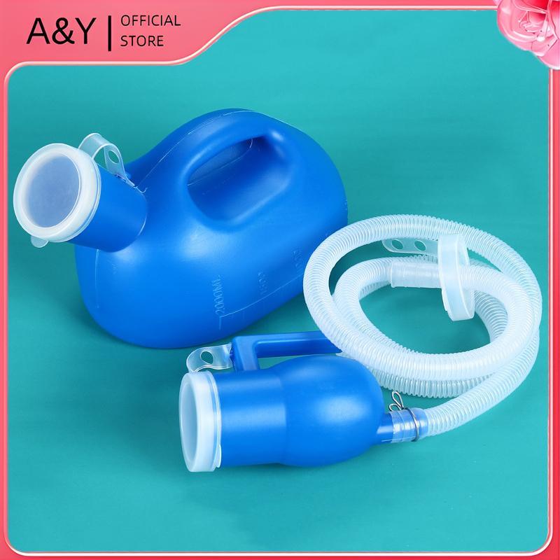A & Y Vệ Sinh Cung Cấp Cho Ngoài Trời 2000ml Giường Nam Bằng Nhựa Bô Pee Chai Bộ Sưu Tập Với Ống 160cm Bình Nước Tiểu Di Động.