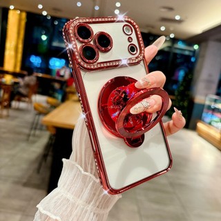 Khung Kim Cương Bảo Vệ Ống Kính Phim Xoay Ngựa Có Thể Gập Lại Đứng Mạ Ốp Lưng Điện Thoại Cho iPhone 17Promax 17pro 13 14 15 16 Pro Max Chống Sốc Nam Nữ Vỏ Di Động