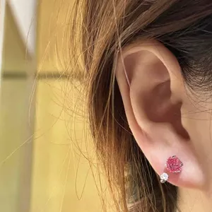 Bông tai móng ngựa hồng zircon nhấp nhánh phong cách mới nhất ZW5B