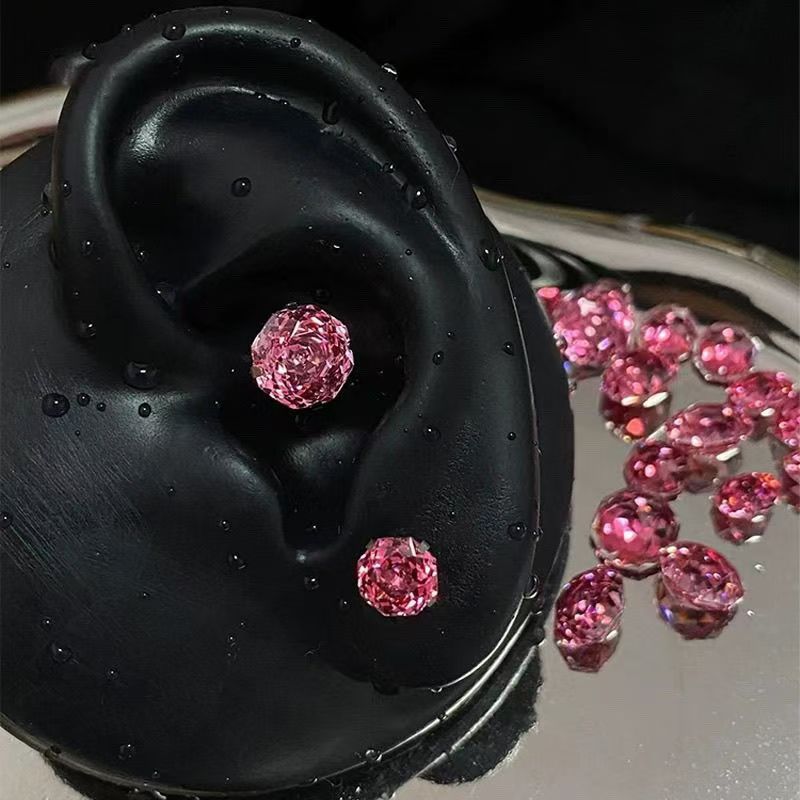 Bông tai móng ngựa hồng zircon nhấp nhánh phong cách mới nhất ZW5B