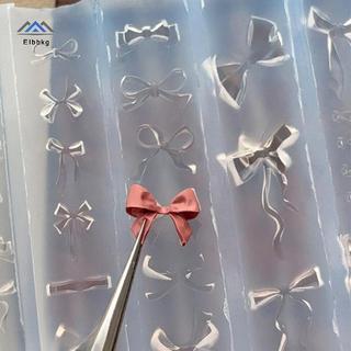 ELBBKG 3D Ruy Băng Nơ Hình Khuôn Dập Stencils UV Gel Ba Lan Khuôn Nghệ Thuật Silicon Khắc Khuôn DIY Thiết Kế Móng Tay Charm Trang Trí Mới