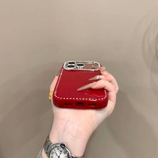 Sang Trọng Flash Đỏ Bảo Vệ Toàn Diện Kim Cương Edge Ốp lưng iPhone17 16 15 14 13 Pro Max Chống Sốc Bảo Vệ Camera Ốp Lưng Cứng Chống Rơi
