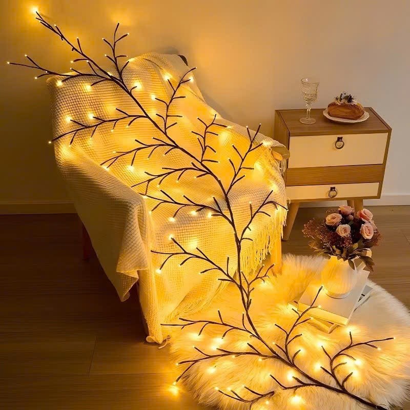 Dây đèn led cành hoa đào 1,2m có 48 bóng trang trí tường nhà cửa decor ngày lễ tết, phòng khách