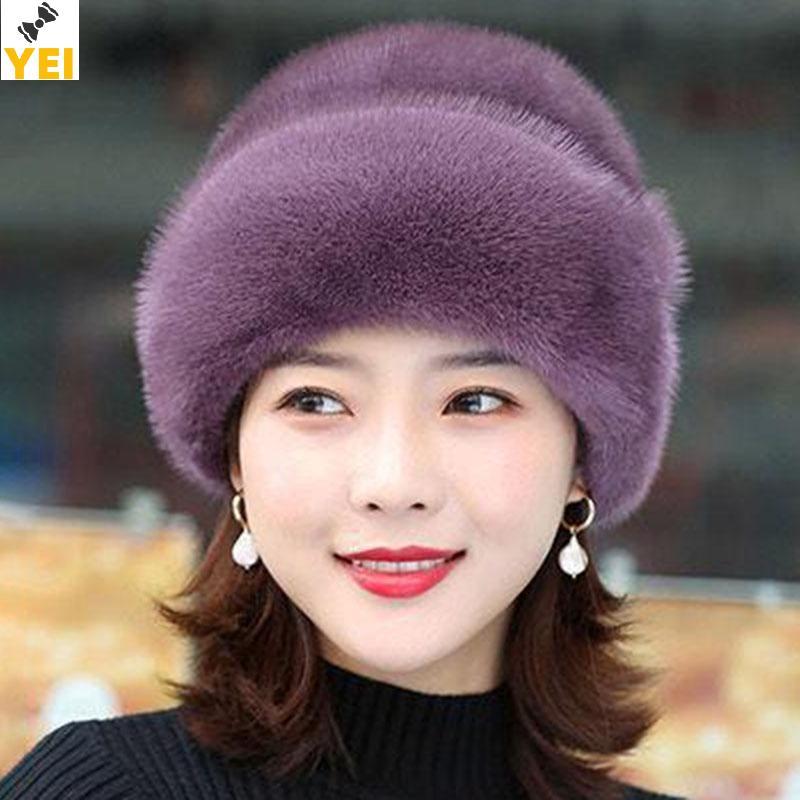 < YEI > Mũ trùm đầu mới thời trang Mũ ấm áp thời trang Mũ da Mũ mới