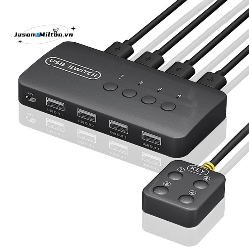 Công Tắc USB Chia Sẻ Bộ Điều Khiển Bộ Chuyển Đổi 4 Đầu Vào 4 Đầu Ra Cho Laptop Máy Tính Bàn Phím Chuột Màn Hình