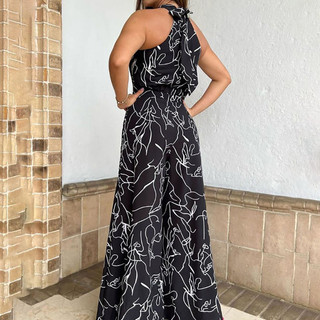 Bộ áo liền quần thanh lịch dành cho nữ Quần dài ống rộng không tay cho bữa tiệc câu lạc bộ hàng ngày Prom Homecoming