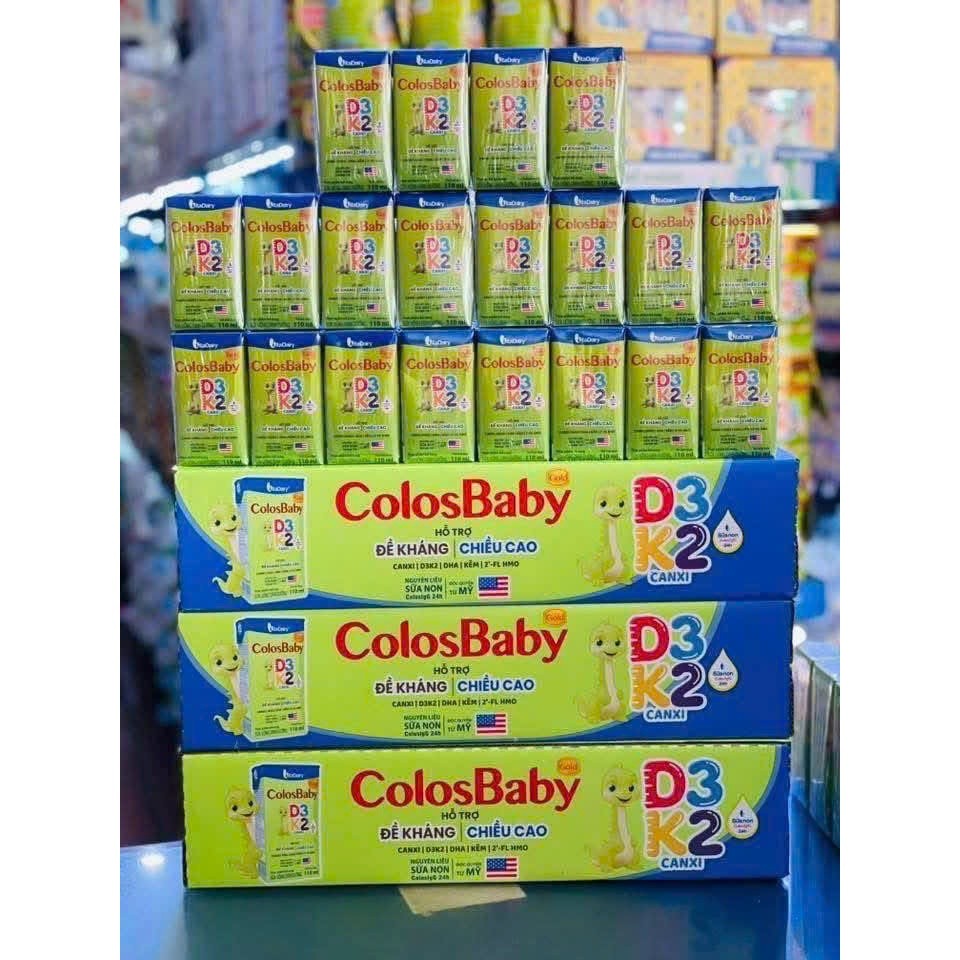Thùng 24h x 110ml (6 lốc) Sữa pha sẵn Colosbaby D3K2 cải tiên mẫu mới date mới 11/2026