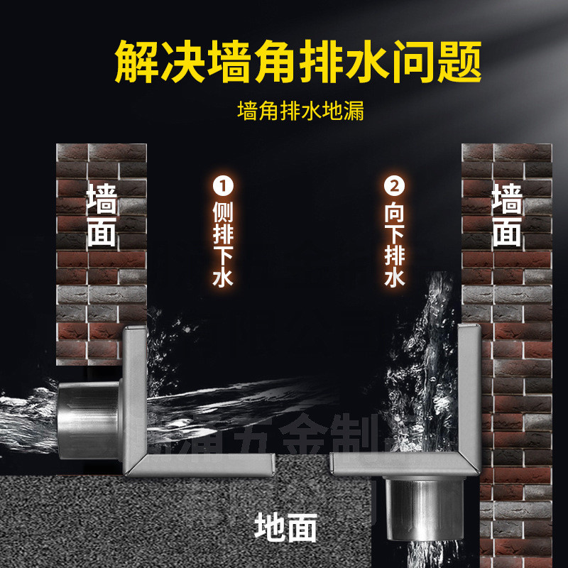 Thép không gỉ 304 Hàng Bên Sàn Thoát Nước Khách Sạn Phòng Tắm Dày Hàng Treo Tường Thoát Sàn DN50 Kỹ Thuật Góc 17cm Ống Thoát Sàn Hình Chữ L26012905