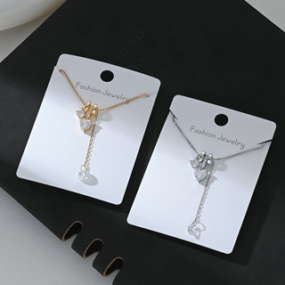 Vòng cổ vàng thật mạ điện micro-ind zircon, thiết kế dây xích xương đòn hiện đại, phù hợp với áo len