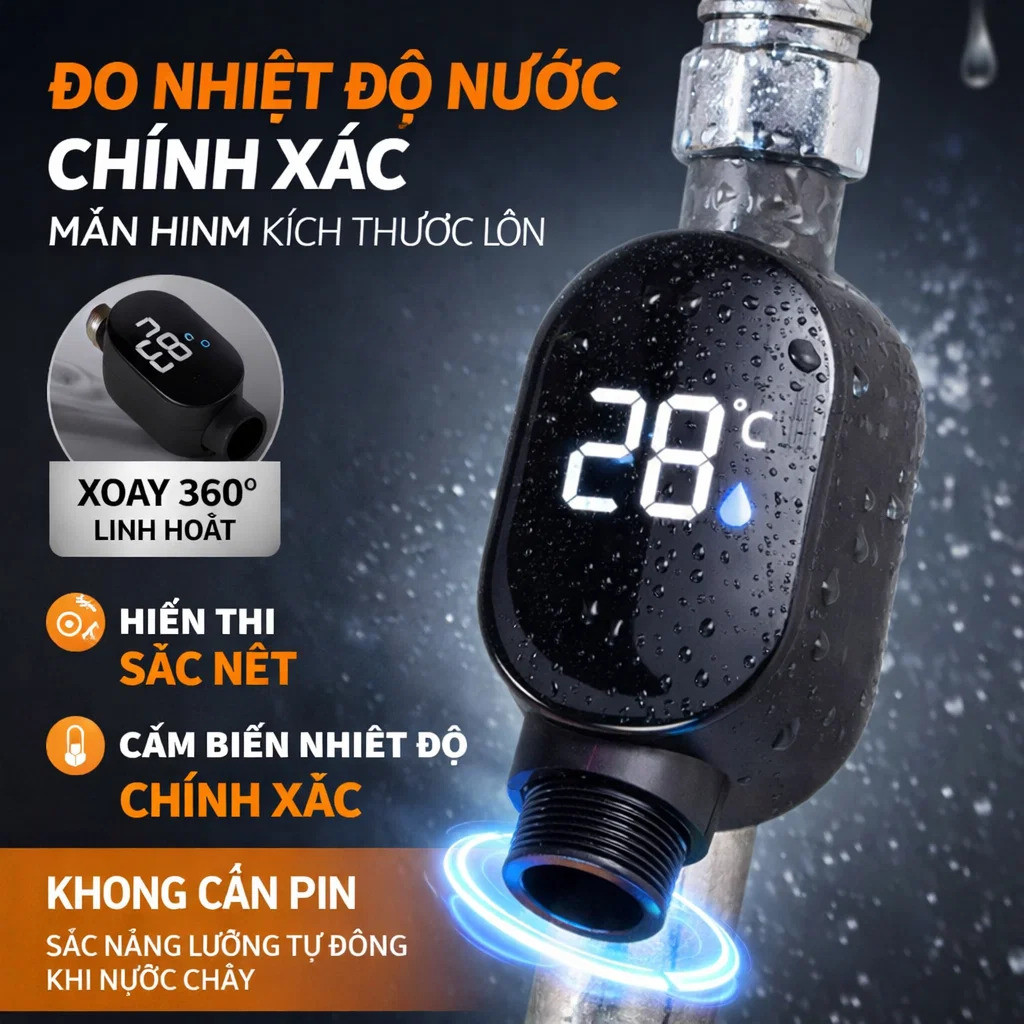 🔥Giá sốc🔥Màn hình hiển thị nhiệt độ cho vòi hoa sen, màn hình hiển thị nhiệt độ thông minh chống nước/Nhiệt kế thông minh kiểm soát nhiệt độ hiệu quả / nhiệt kế tắm an toàn cho bé