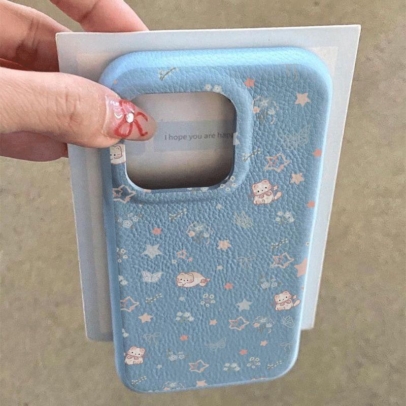Trắng cơ sở hoa nhỏ sao cho iPhone 17 16 15 13 giả da 12p lỗ lớn 11 mềm x