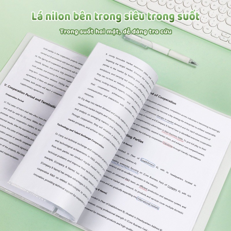 Tệp đựng tài liệu sticker gấu trúc cho học sinh & công sở - File lá đựng hồ sơ A4 trong suốt 30/40/60 lá
