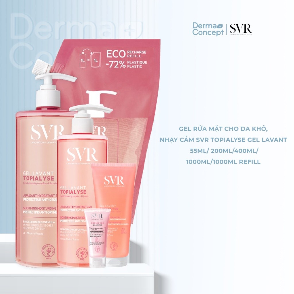 Gel rửa mặt cho da khô nhạy cảm SVR Topialyse Gel Lavant 55ml/ 200ml [NHẬP KHẨU CHÍNH HÃNG 100%]