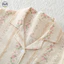 Bộ đồ ngủ dài tay sọc hoa nguyên chất dành cho nữ / Quần dài tay phong cách rừng có ve áo Cardigan Bộ đồ ngủ / Mùa xuân thu có thể mặc bên ngoài Bộ đồ Loungewear / Cotton nguyên chất thấm mồ hôi thoáng khí