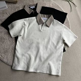 Áo thun polo nam ESEA tay ngắn, phong cách Harajuku Nhật Bản, thiết kế sang trọng và trung tính