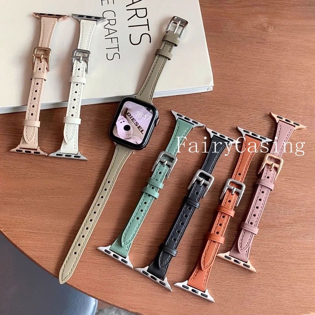Dây đeo cổ điển bằng da mỏng cho Apple Watch Series 11 10 9 8 7 SE 6 5 4 Ultra3 2 cho IWatch 42mm 46mm 38 40 41 44 45 49mm Band