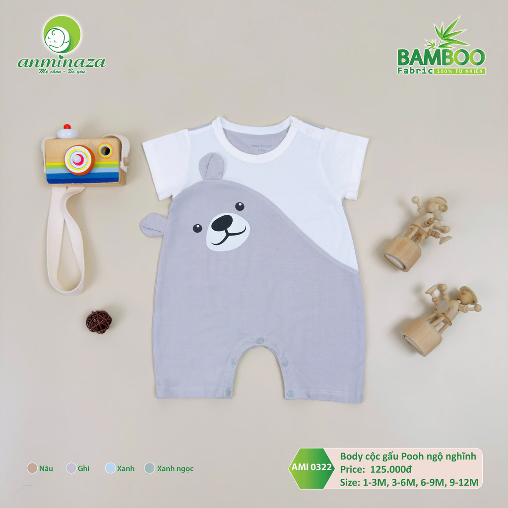 Body Đùi Gấu Pooh Nghỗ Nghĩnh Anminaza Vải Sợi Tre Petit Co Dãn Thấm Hút Tốt - Hàng Chính Hãng AMI0322