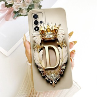 Dành Cho OPPO A93s 5G Ốp Lưng PFGM00 Vỏ Chống Sốc Sang Trọng Chữ Cái Ban Đầu Vương Miện Vỏ Silicon Mềm Cho Cặp Đôi OPPOA93s Vỏ Điện Thoại