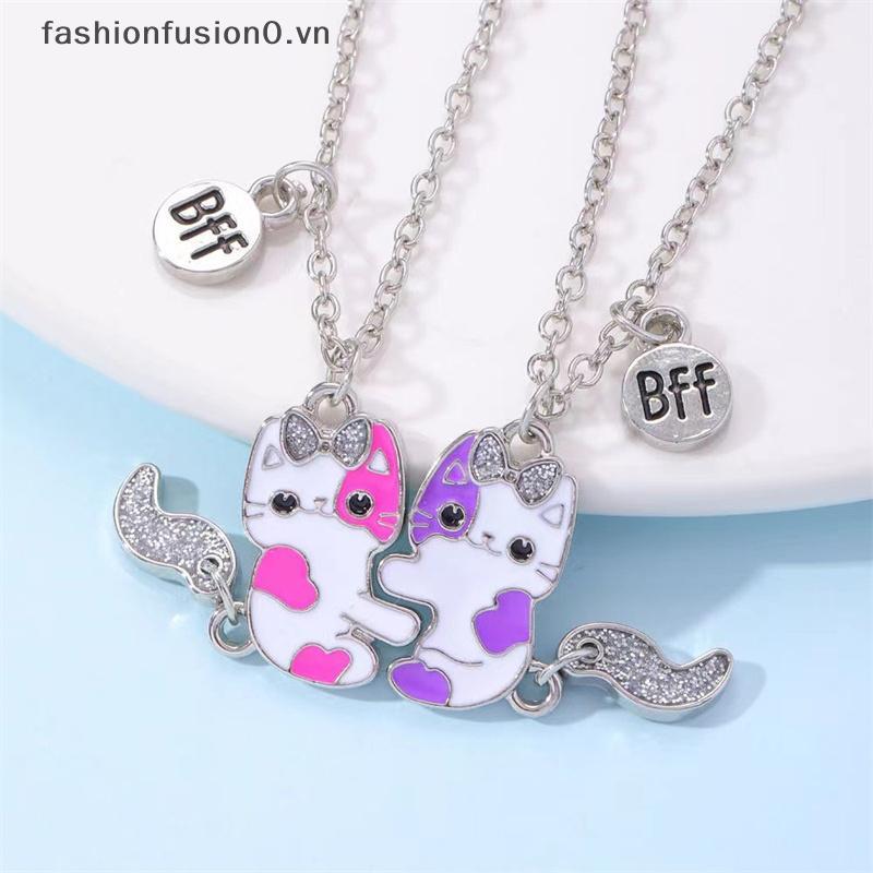 [FHF] 2 Cái / bộ Dây Chuyền Hình Mèo Hoạt Hình Bạn Bè Thân Nhất Nelace BFF Tình Bạn Trẻ Em Món Quà Trang Sức Cho Bé Gái MỚI