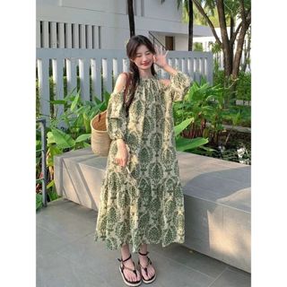[Váy mới] Váy dây cổ hoạ tiết hoa cho mùa hè, phù hợp mọi thân hình và size lớn