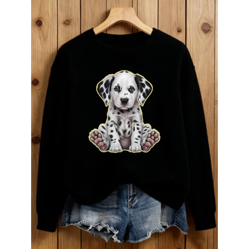 Spot Spot Puppy Họa tiết in hình cổ tròn Áo len dệt kim, Áo len nữ mùa thu đông, Áo len nữ thần bán chạy phong cách mới, Trang phục thời trang thông thường phong cách mới của nữ, Dệt kim len thời tran