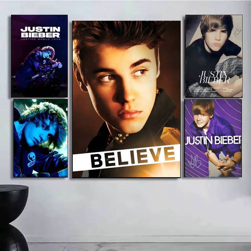 Justin Bieber Ca Sĩ Canvas Poster Nghệ Thuật Treo Tường Cho Phòng Cafe Trang Trí Nhà