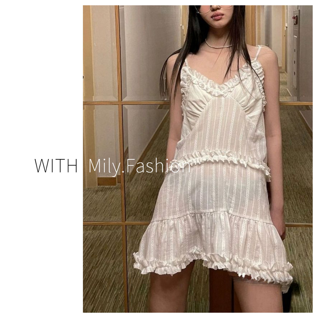 Milyfashion Pure Desire Ngọt Ngào Ren Sling Đầm Ôm Hơn Nhìn Nhỏ Phong Cách Hàn Quốc Lớp Đầm Váy Ngắn