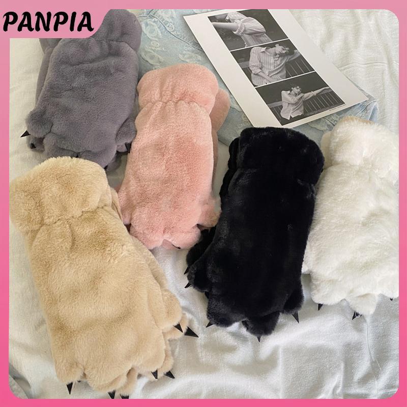 Găng Tay Mùa Đông Nữ Phong Cách Gấu, Thiết Kế Palm Paw, Nội Bộ Fluffy