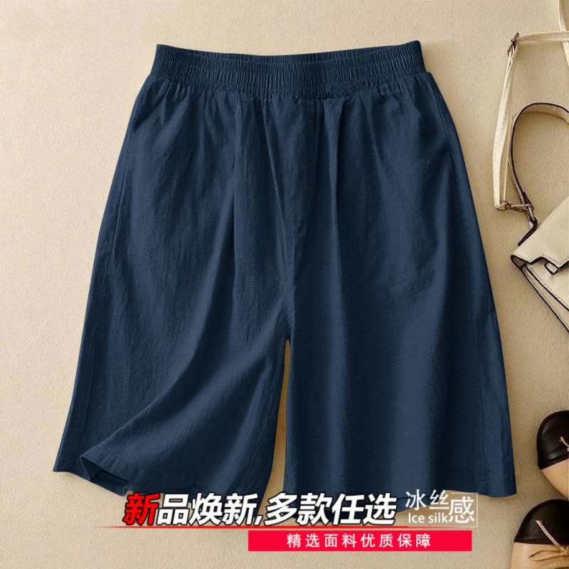 Quần short lụa phong cách mới mùa hè, phù hợp cho nữ, dáng ngắn đến đầu gối.