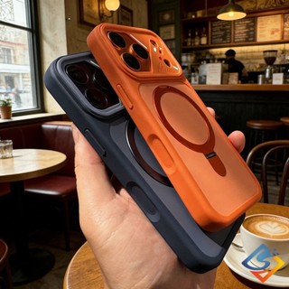 Ốp lưng ẩn giá đỡ điện thoại từ tính cho iPhone 17 Pro Max 12 13 14 15 16 Pro Max vỏ mờ cứng Pc chống sốc