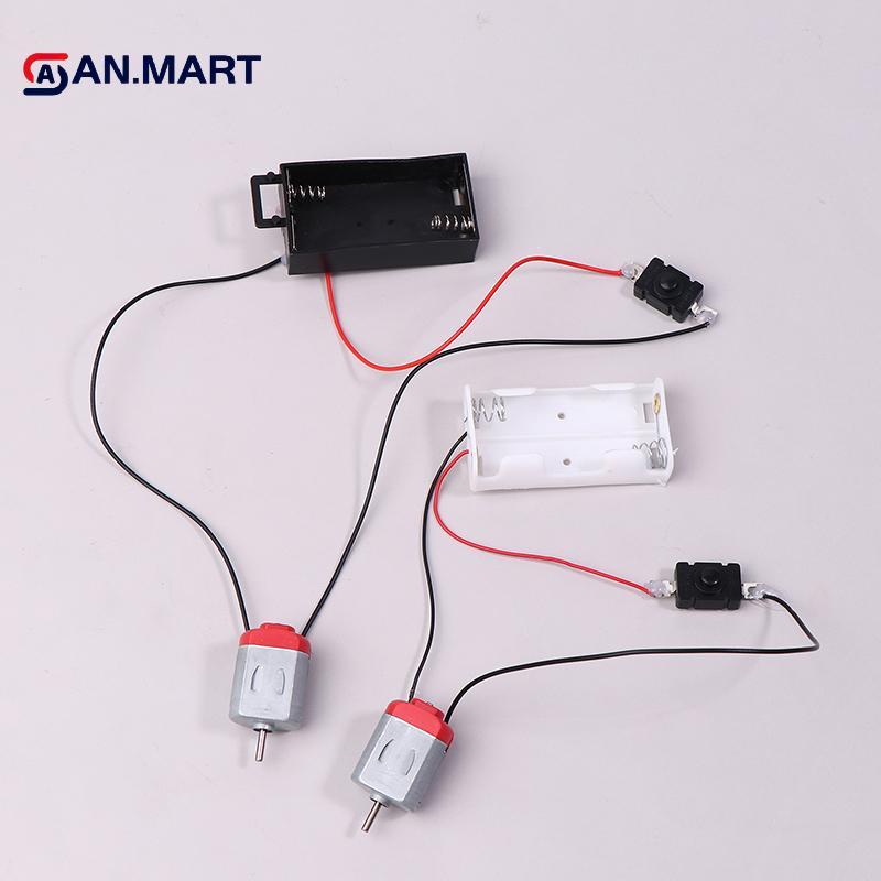 AN.MART Bla White 130 Bộ Động Cơ Với Hộp Bảo Quản Và Công Tắc Pin 2xAA 16500 RPM Mini DIY Mô Hình Mạch Động Cơ Điện Tử Bộ VN