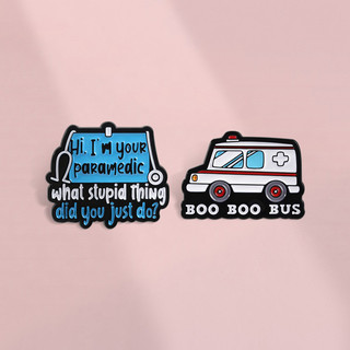 Paramedic EMTs Huy hiệu kim loại 'BOO BOO BUS', phụ kiện ba lô phong cách xe cứu thương