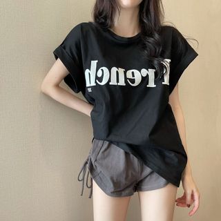 Áo thun nữ tay ngắn dáng rộng, thiết kế mới mùa hè, phong cách retro độc đáo, thời thượng.