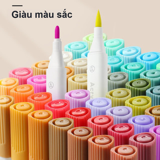 【36/48/60 Màu】 Bút Màu Acrylic Marker 2 Đầu, Mực Ra Đều, Không Bay Màu, Thích Hợp Cho Trẻ Em Viết, Vẽ