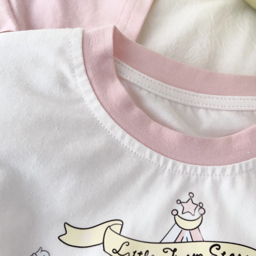 Cotton Lycra Trẻ Em Top Mùa Hè Phong Cách Mới In Hình Dễ Thương Váy Cầu Vồng Viền Áo Thun 100-150 Kích Thước WUUV