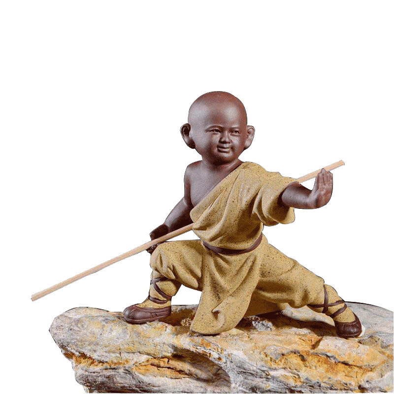 Zisha Trà Thú Cưng Đồ Trang Trí Lớn Kung Fu Kid Gốm Nhân Vật Nhà Sư Nhỏ Thủ Công Trang Trí 26.3.19 WEHU