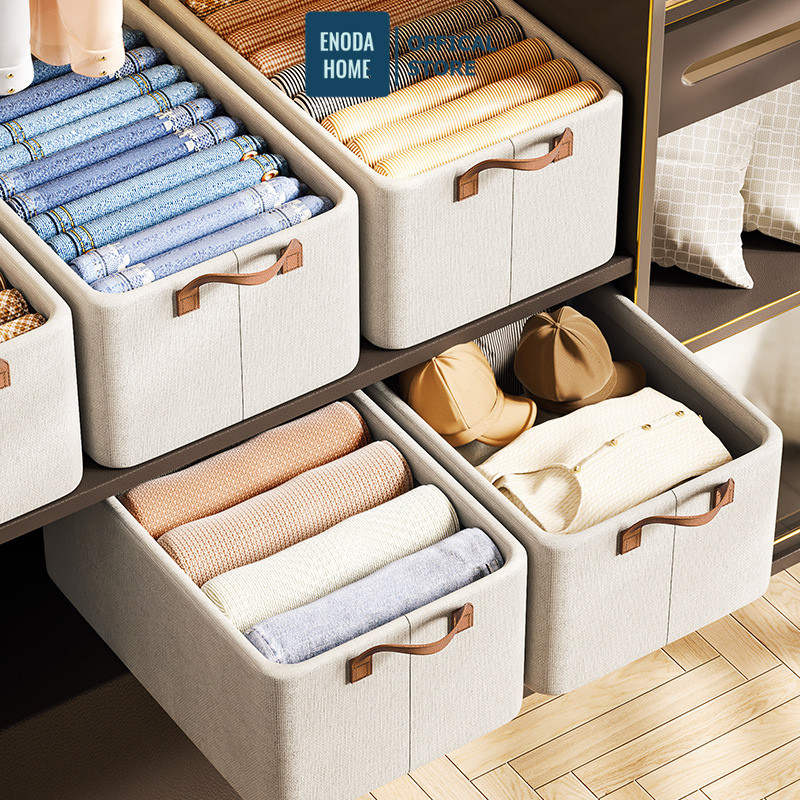 Hộp Vải Đựng Quần Áo Có Thể Gấp Gọn ENODA HOME, Hộp Vải Khung Thép Dày Dặn Lưu Trữ Quần Áo, Đồ Lót HV001