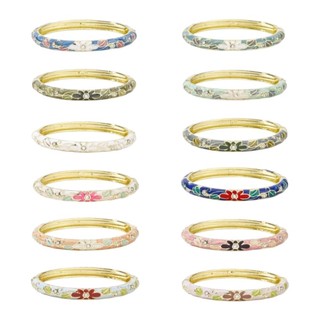 Lắc Tay Cloisonné Men Hoa Lớn, Phong Cách Truyền Thống Trung Quốc Boho - Thời Trang Và Quà Tặng