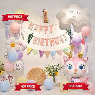 Set trang trí sinh nhật cho bé trai, bé gái mẫu mới hot, phong cách Hàn Quốc, tặng kèm BƠM+ BĂNG DÍNH DF17
