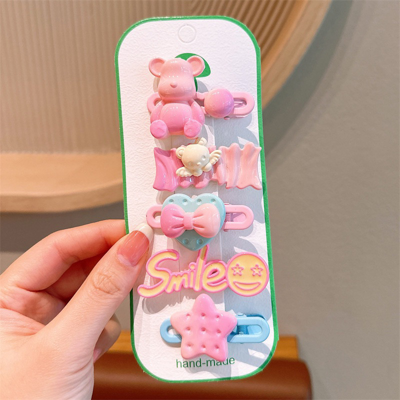 Set 5 kẹp tóc gấu bear smile mẫu mới dành cho bé gái siêu hot