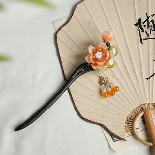 Kẹp tóc thủy tinh và ngọc mun phong cách cổ điển Trung Hoa - Phụ kiện hoàn hảo cho hanfu sườn xám