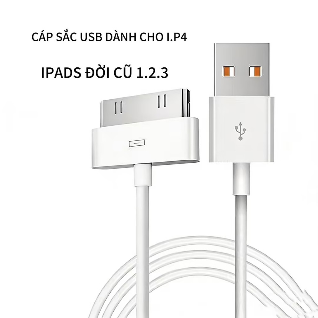 Cáp sạc USB cho iPhone 4 4s 3G 3GS iPad 1 2 3 iPod Nano - dây dài 1 mét / Hàng sẵn kho