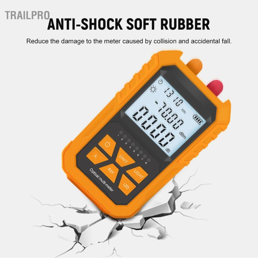 TrailPro Máy đo công suất quang cầm tay TrailPro với đèn đỏ 5km -70-+6dBm Cáp mạng thử nghiệm mini cầm tay kỹ thuật số 7 bước sóng quang tùy chọn