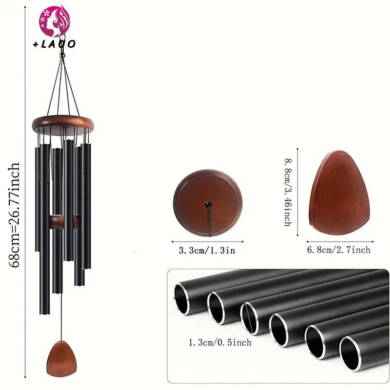 Springevenstar Cổ Điển 26 Inch Ống Nhôm Chuông Gió Có Thẻ Treo Bằng Gỗ Trang Trại Sân Vườn Ban Công Hành Lang Trang Trí Springevenstar
