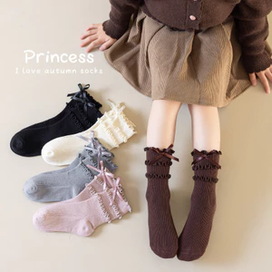 Bé Gái Gothic Ren Công Chúa Giữa Ống Tất Nấm Bên Cọc Tất Nơ Xuân Thu M-XL BKDR