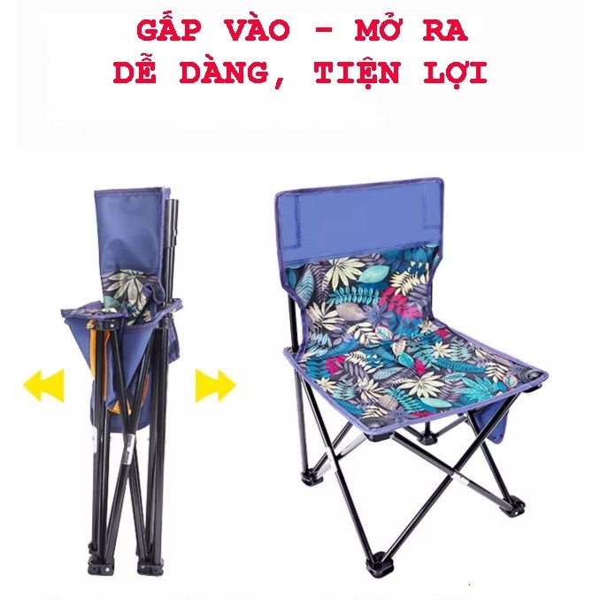 Ghế Du Lịch, Cắm Trại Câu Cá, Dã Ngoại, Có Tựa, Cafe, Gập Gọn, Đẹp, Bền, Tiện Lợi, Dễ Dàng Mang Đi, Có Túi Đựng Kèm