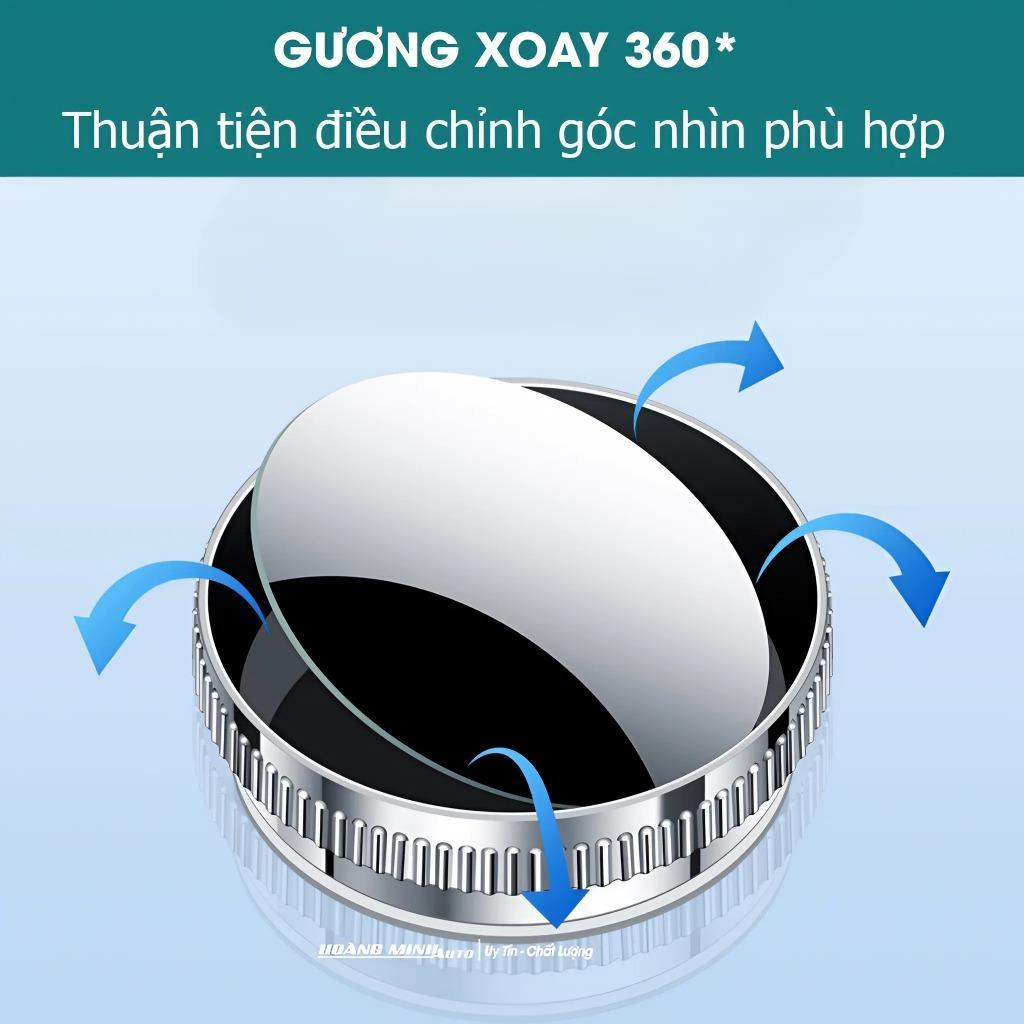 Bộ 2 gương cầu lồi đế hút chân không xoay 360 độ xóa điểm mù gắn kính Ô Tô